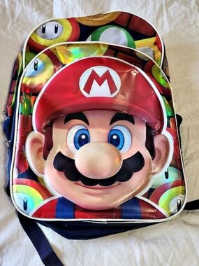 Nintendo Super Mario Bros. 3D Molded Face Backpack Blue & Red
